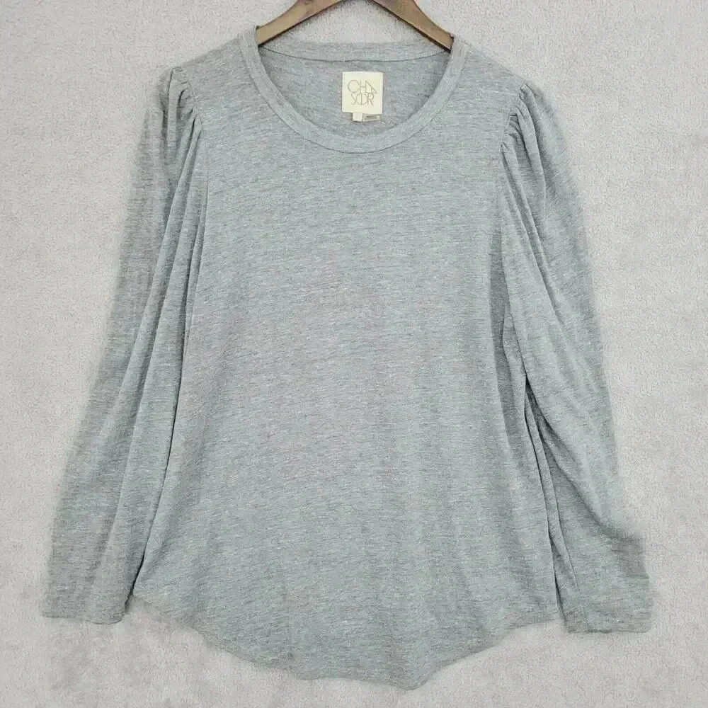 Chasor Gray Long Sleeve Pullover Top Women's L 19CT